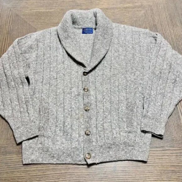 PENDLETON Vintage Wool Cardigan Mens Cable Knit Shawl Collar‎ Button Medium - Picture 1 of 4